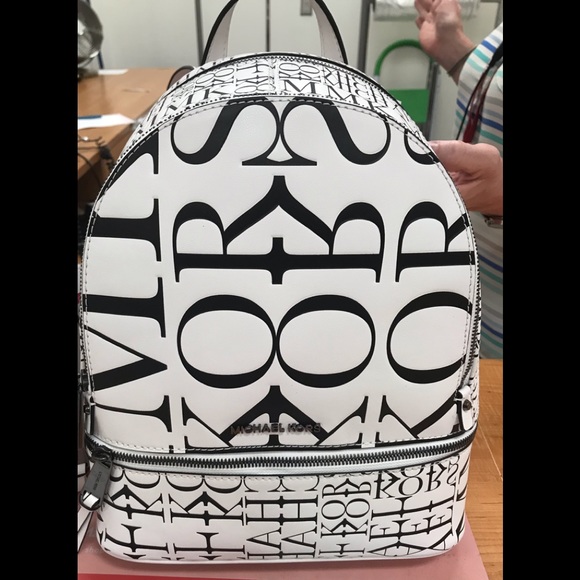 Michael Kors Newsprint Rhea Backpack - Picture 2 of 4